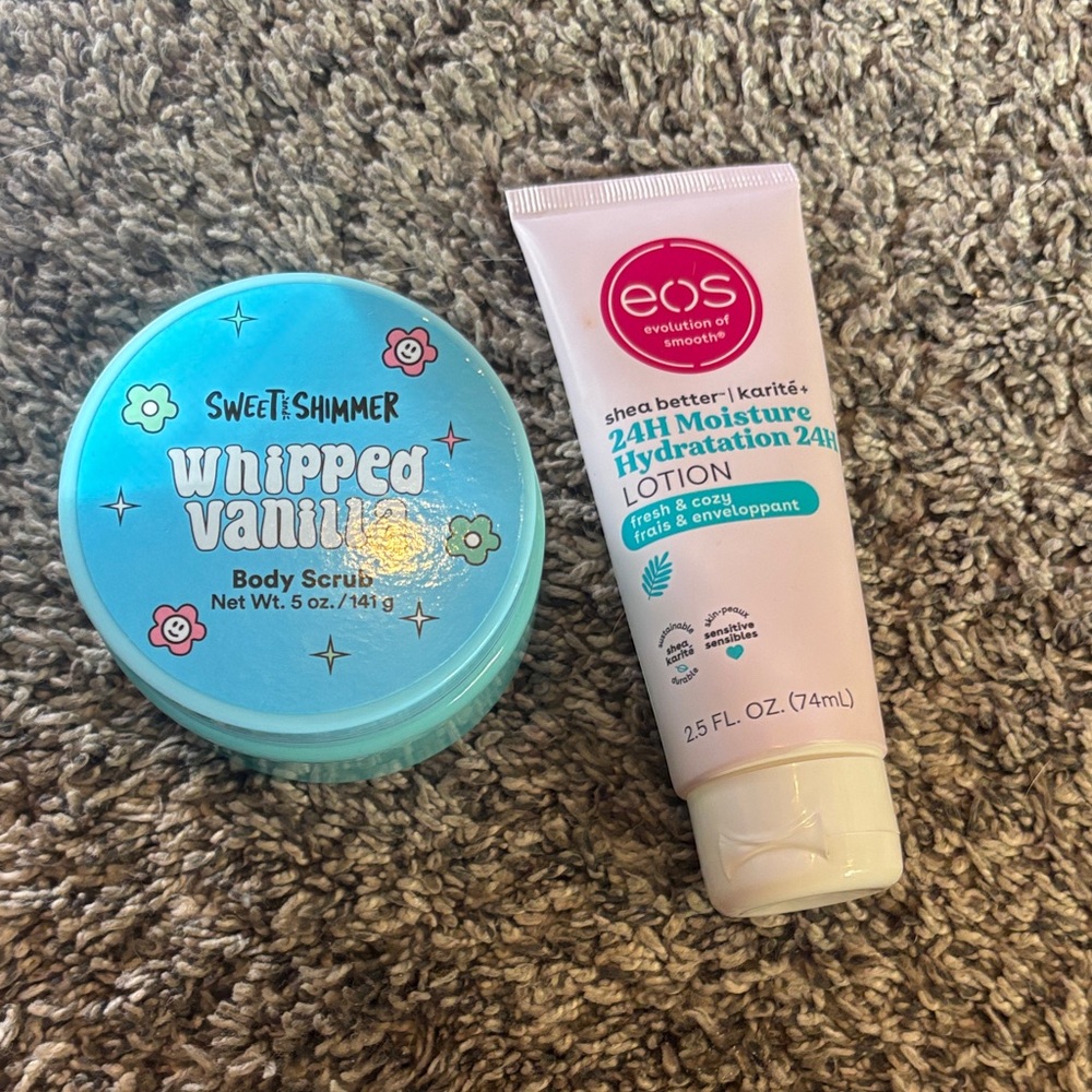 Brand New Sweet & Shimmer Body Scrub and EOS Lotion Set